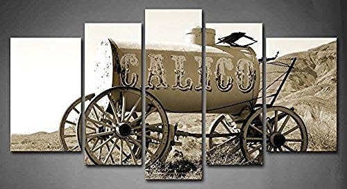 Flora Woods Painting 5 Panels Old Time Horse Drawn Water Wagon In The Hill Painting Picture Print On Canvas Car Pictures