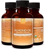 InstaNatural Almond Oil - 100% Pure & Certified Organic Almond Oil - Best Multipurpose Moisturizer for Face, Body & Nails - Cold Pressed, Unrefined & Natural Conditioner for Dry & Damaged Hair - 4 OZ