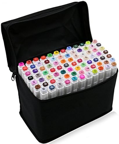 80 Different Colors Art Sketch Permanent Colored Marker Set, Broad Fine Twin Tips, Touch Five Alcohol Graphic Coloring Marker Pens( Architectural Design,white rod)