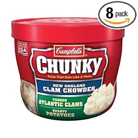 Campbell's Chunky New England Clam Chowder, 15.25-Ounce Microwavable Containers (Pack of 8)