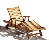 Review Jati  / Grade A Teak Sunlounger With Arms With Free Green Cushion
