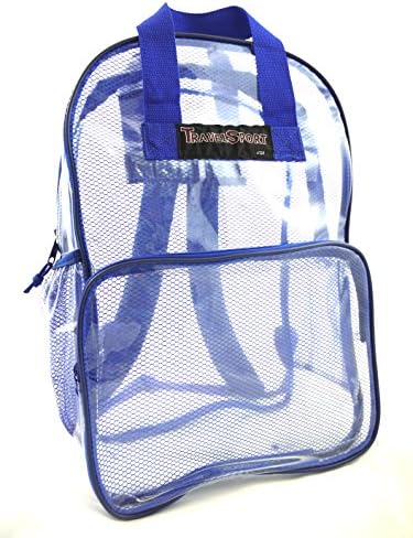 Transparent See Through Clear 17" Large School Backpack (Royal Blue)