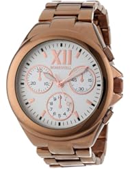 Bombshell Womens BS0315C Clean Round Case Faux 3-Eye Dial Chocolate Bracelet Watch