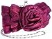 Sheer Wild Rose Rhinestones Frame Clasp Clutch Baguette Evening Handbag Purse w/2 Hidden Detachable Chains