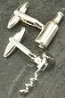 Executive Style Wine Bottle & Corkscrew Rodium Plated Cufflinks