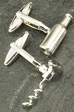 Executive Style Wine Bottle & Corkscrew Rodium Plated Cufflinks