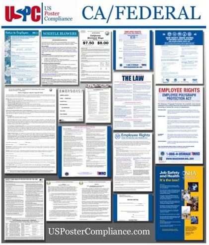 2015 California CA State and Federal all in one Labor Law Poster for Workplace Compliance GREEN