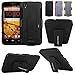 Cellularvilla Kickstand Case For ZTE Max N9520 (Boost Mobile) 3pc 3rd Gen Hard Soft Hybrid Kickstand Case with Holster Belt Clip Case Cover (Black)