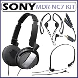 Sony MDR-NC7/BLK Noise Canceling on-ear Foldable Headphones with Sony Vertical In-Ear and Non-Slip Headphones