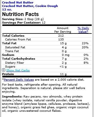 Cracked Nut Butter All Natural Nut Butter Cookie Dough -- 12 oz