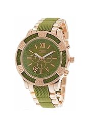 Mark Naimer Fashion Watch in Rose Gold Color Metal Band and Green Dial in Roman Numerals