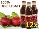 12 Flasche a 0,75 Liter, Granatapfelsaft 100 % Direktsaft Granatapfel Saft 100 % Naturbelassen