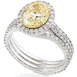 One of a Kind 2 1/2ctw Fancy Yellow Oval Cut Diamond Ring (GH/VS-SI) 18k Gold