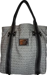 Women's Guess Purse Handbag Founders Tote Black/White Signature Print