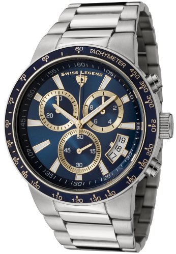 Swiss Legend Mens 10057-33-BLB-GA Endurance Collection Chronograph Stainless Steel Watch