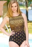 Longitude® Brown Pasha High Neck Swimsuit - Women's Swimwear Plus Size Swimsuits