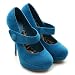 Ollio Women's Faux Suede Platforms Classic High Heels Turquoise Shoes
