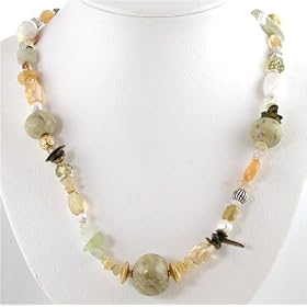 Sterling Silver, Vermeil, Aquamarine and Citrine 29 Necklace, #8818 by Taos Trading Necklaces