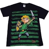 Nintendo Legend of Zelda Wind Waker Link on Green Stripes Mens T-Shirt