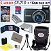 Canon PowerShot SX210IS 14.1 MP Digital Camera (Black) + 16GB Deluxe Accessory Kit