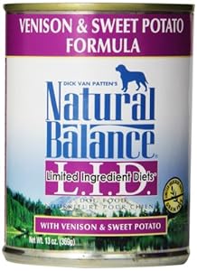 Natural Balance Canned Dog Food, Grain Free Limited Ingredient Diet Venison and Sweet Potato Recipe, 12 x 13 Ounce Pack