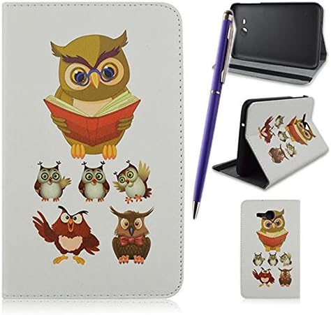 Dakotacase Stand case for Galaxy T110/T111, Leather Case for Galaxy Tab 3 Lite 7.0, [Book style] Colorful Cartoon owl pattern Pu Leather Stand Folio Flip Protective Case Cover For Samsung Galaxy Tab 3 Lite 7.0 SM-T110 / T111 7.0 Inch Tablet +1 Free Gift Stylus in Random Color (Style -#8)