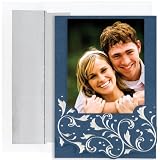 Silver & Blue Shimmer Photo Card Holiday Cards -