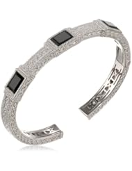 Judith Ripka "Estate" Three Baguettes Black Cuff Bracelet, 2.5"