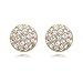 FM42 Pave Sparkling Clear Crystal Dome Round Disk Clip On Earrings E266