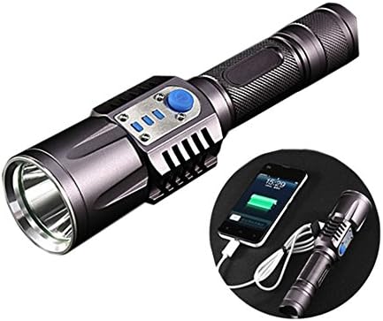 L2 CREE LED Flashlight, High-duty Aero-grade Aluminum Alloy Construction, Water-proof, 5 Brightness Modes,USB Rechargeable Torch Light, 300m Beam Distance for Outdoor Activities