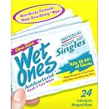 Wet Ones Singles Antibacterial Hands & Face Wipes - Citrus (24-Count)