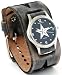 Nemesis #KST355K Women's Star Watch with Wide Cuff Leather Embossed Star Icon Band