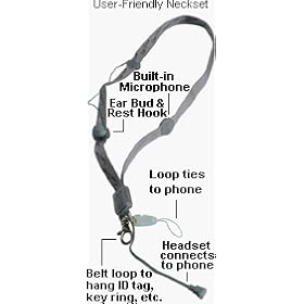 Boost Mobile i835 Hands-Free Set with Neck Strap lanyard for Cellphones: Portable phone neckstrap has built-in mobile phone hands free kit (Generic Boost Mobile i835 accessories)
