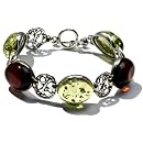 Sterling Silver Cherry-Caribbean Amber Vintage-Style Bracelet