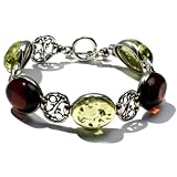 Sterling Silver Cherry-Caribbean Amber Vintage-Style Bracelet ~ Amazon.com Collection