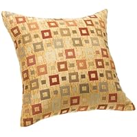 Brentwood Geometric Chenille 20 by 20-Inch Jacquard Pillow, Sand