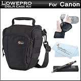 Lowepro Toploader Zoom 50 AW Digital SLR Holster Camera Bag / Case (Black) + Wrist / Hand Grip + Lens Pen Cleaning kit + MicroFiber Cloth For Canon EOS-1Ds Mark III, EOS-1D Mark IV, EOS-1D Mark III, EOS 5D Mark II, EOS 7D, EOS 60D, EOS 50D DSLR Camera