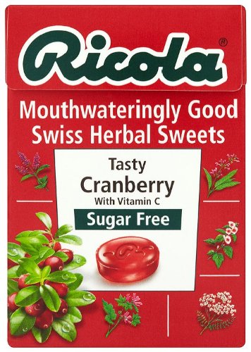Ricola Cranberry Sugar Free Swiss Herb Drops 45 g (Pack of 10)