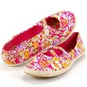 KIDS SHOES Mädchen Sommer Ballerina, Blumendrucke, fuchsia pink