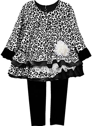 Isobella &amp; Chloe Little Girls Black White Leopard Pants Outfit 4