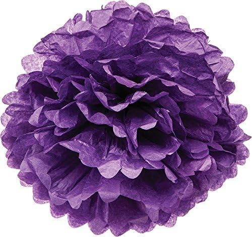 Liliany Tissue Paper Pom-poms Flower Ball 8'' Pack of 5 (Dark Purple)