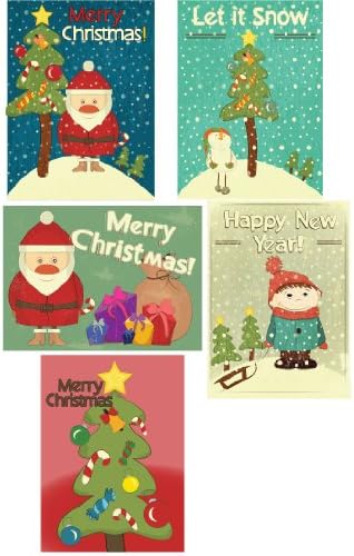 40 Pack Variety Christmas Cards 42 Envelopes Included (Cartoon Christmas)