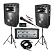 PylePro - 1600 Watt Complete DJ Speaker System - 15'' Six-Way Powered Mixer/Stands/MIC/Cables