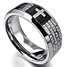 Men's Tungsten Ring Band Black Silver Tone Comfort Fit Cross English Bible Lords Prayer