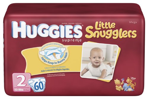 Huggies Supreme Little Snugglers Diapers, Size 2, 60-Count (Pack of 2)