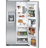 Review GE  / GE Profile PSC23PSWSS 23.2 cu. ft. Counter-Depth Side-by-Side Refrigerator with 3 Glass Shelves, ClimateKeeper2 System, Gallon Door Storage and External Water/Ice Dispenser & Color LCD Touch Controls: Stainless Steel