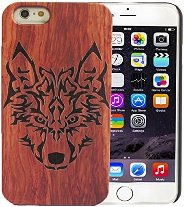 iPhone 6 Plus Case,iPhone 6S Plus Case,Zenken Radium Carved Pear Wooden Case Natural Wood Backplate and PC Hybrid Snap On Cover Case for iPhone 6 Plus /6S Plus (Wolf Teng)
