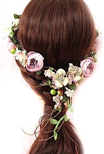 REEBONZ Exquisite Wedding Bridesmaid Flower Wreath Headband Garland Bridal Headdress Flower Crown Wreath