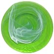 Colorful Recycled Art Glass Large Lime Green Round Platter 19"D