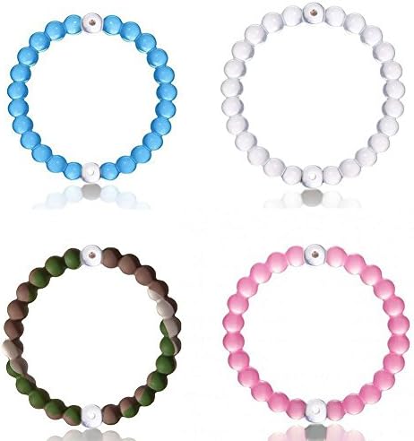 Silicone bracelet beaded stunning classic for women and girls (M, Clear &amp; Pink &amp; Blue &amp; Camo)